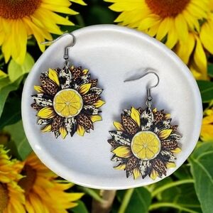 NEW Women's Sunflower‎ Lemon Wooden Fashion Earrings